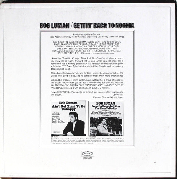 Luman, Bob - Gettin' Back To Norma (VG+) (Vinyl LP)