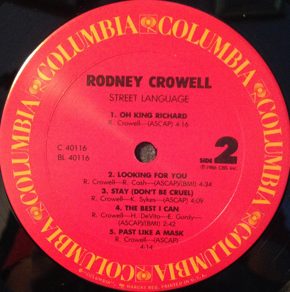 Crowell, Rodney - Street Language (VG) (Vinyl LP)