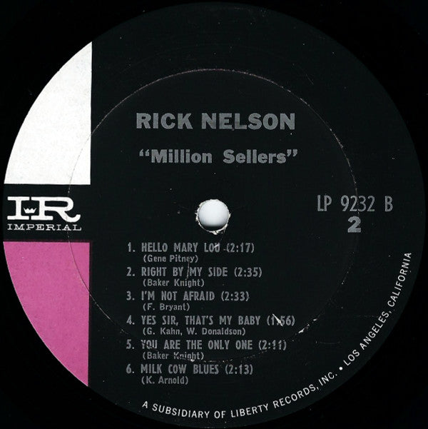 Nelson, Rick - Million Sellers (VG+) (Vinyl LP)