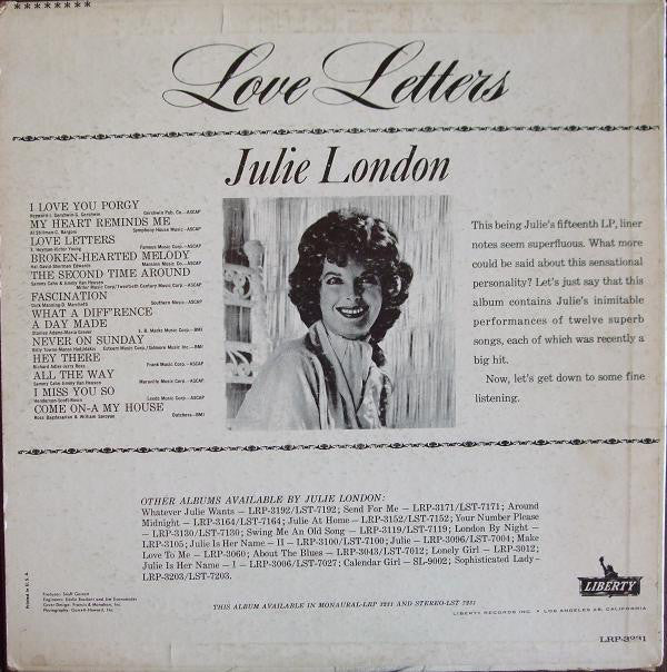 London, Julie - Love Letters (VG) (Vinyl LP)
