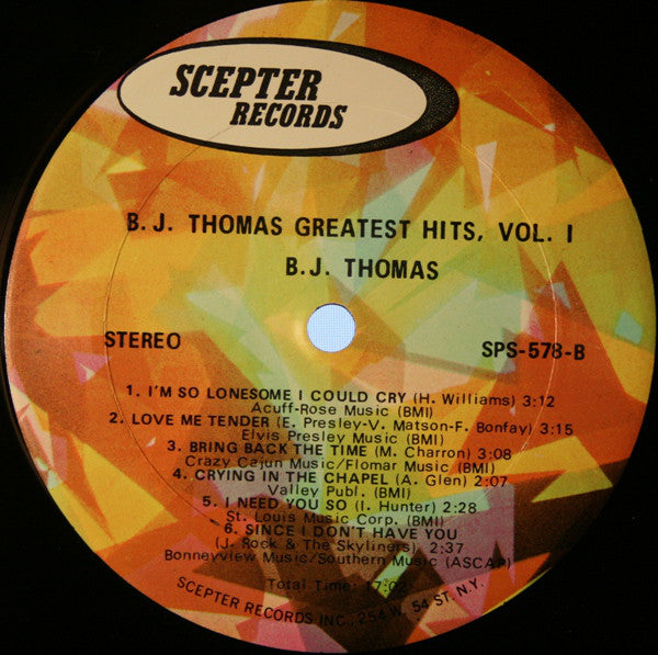Thomas, B.J. - Greatest Hits Volume 1 (VG+) (Vinyl LP)