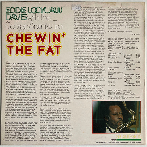 Davis, Eddie "Lockjaw" With The Georges Arvanitas Trio* - Chewin' The Fat (Vinyl, NM or M-) (Vinyl LP)
