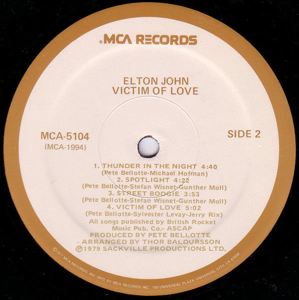 John, Elton - Victim Of Love (VG+) (Vinyl LP)