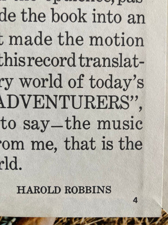 The Adventurers, Music from - Jobim, Antonio Carlos The Ray Brown Orchestra Arranged By Quincy Jones, Harold Robbins  (Vinyl, VG+) (Vinyl LP)