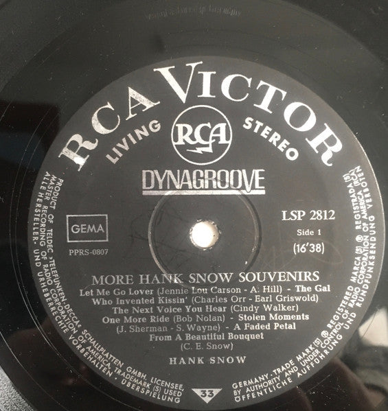 Snow, Hank - More Hank Snow Souvenirs (VG+) (Vinyl LP)
