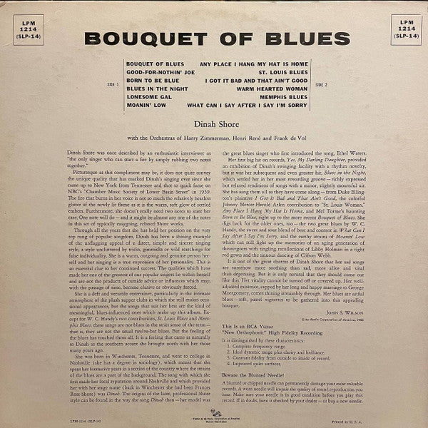 Shore, Dinah - Bouquet Of Blues (VG) (Vinyl LP)