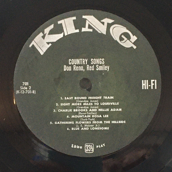 Reno And Smiley - Country Songs (Their Vocal And Instrumental Favorites) (VG) (Vinyl LP)