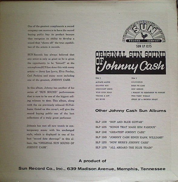 Cash, Johnny - Original Sun Sound Of Johnny Cash (Vinyl, VG) (Vinyl LP)