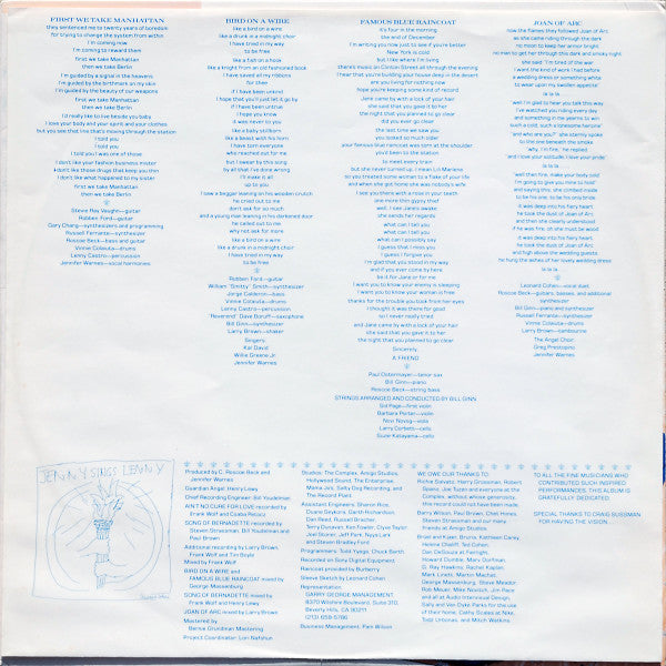 Warnes, Jennifer - Famous Blue Raincoat (The Songs Of Leonard Cohen) (VG+) (Vinyl LP)