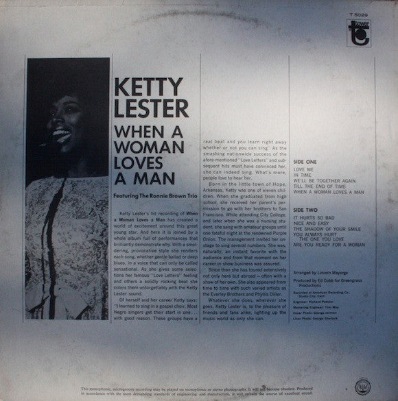 Lester, Ketty - When A Woman Loves A Man (VG) (Vinyl LP)