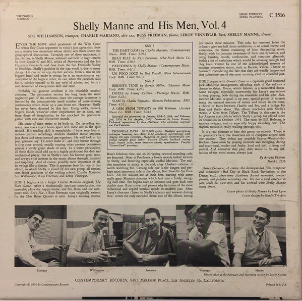 Manne, Shelly & His Men - Vol. 4 - Swinging Sounds (Vinyl, G+) (Vinyl LP)
