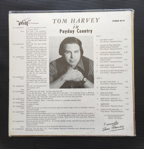 Harvey, Tom - Tom Harvey In Payday Country (Vinyl, M) (Vinyl LP)