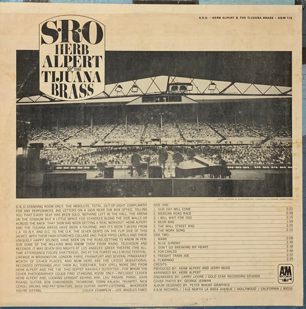 Alpert, Herb & The Tijuana Brass - S.R.O. (Vinyl, VG) (Vinyl LP)