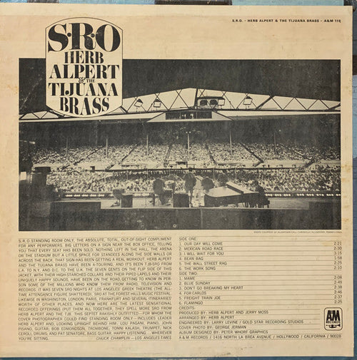 Alpert, Herb & The Tijuana Brass - S.R.O. (Vinyl, VG) (Vinyl LP)