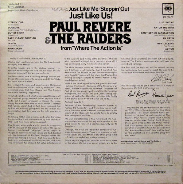Revere, Paul & The Raiders - Just Like Us! (VG) (Vinyl LP)