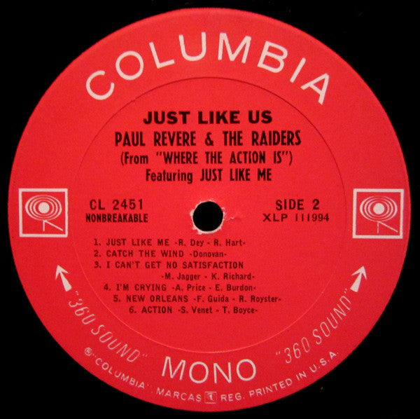 Revere, Paul & The Raiders - Just Like Us! (VG) (Vinyl LP)