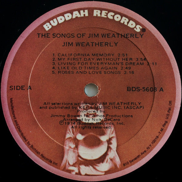 Weatherly, Jim - The Songs Of Jim Weatherly (NM or M-) (Vinyl LP)