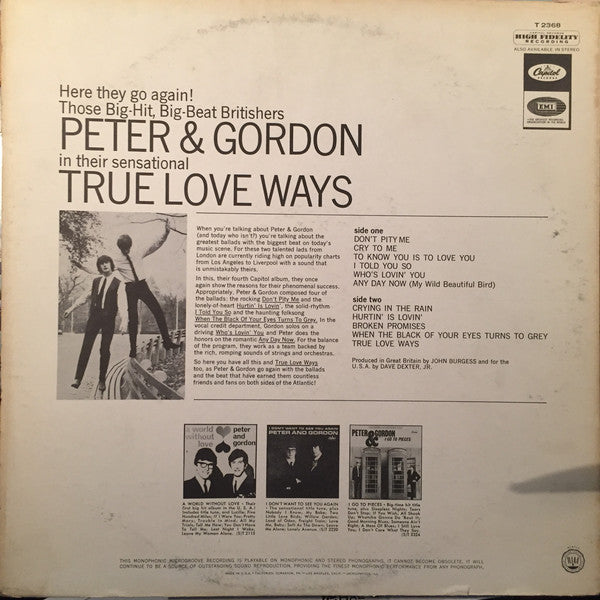 Peter & Gordon - True Love Ways (Vinyl, VG) (Vinyl LP)