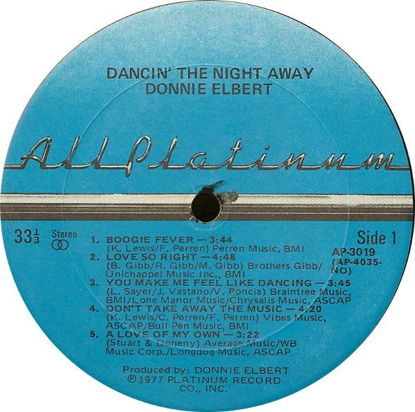 Elbert, Donnie - Dancin' The Night Away (VG+) (Vinyl LP)