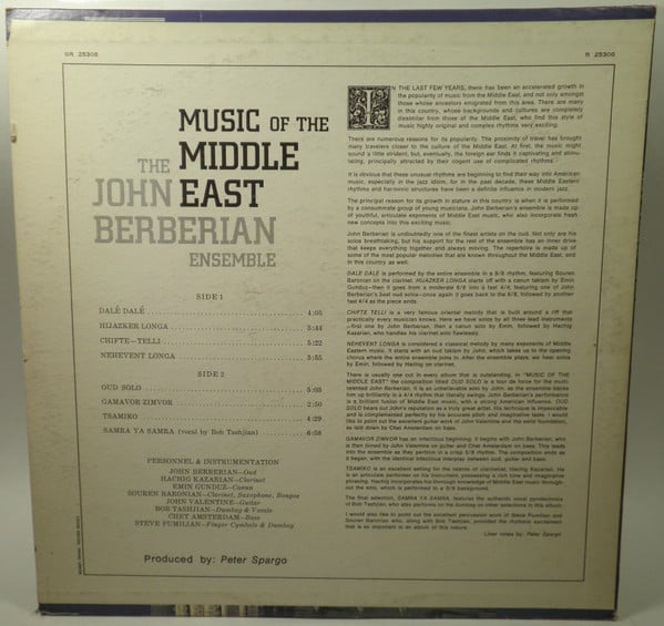 Berberian, John Ensemble - Music Of The Middle East (Vinyl, VG) (Vinyl LP)