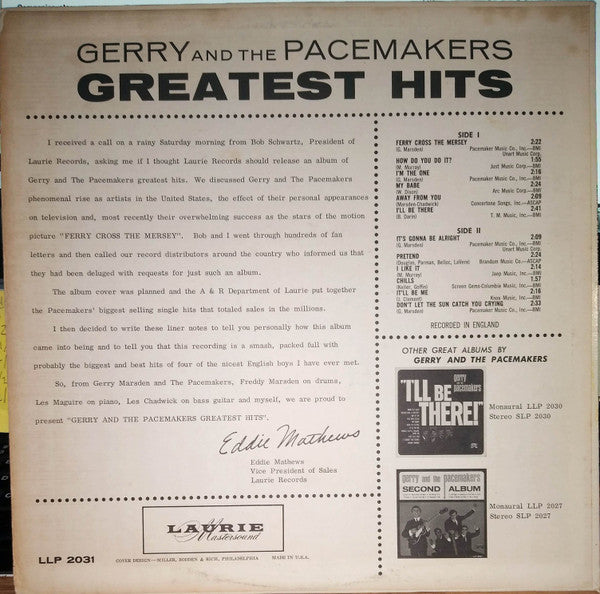 Gerry And The Pacemakers - Greatest Hits (VG) (Vinyl LP)