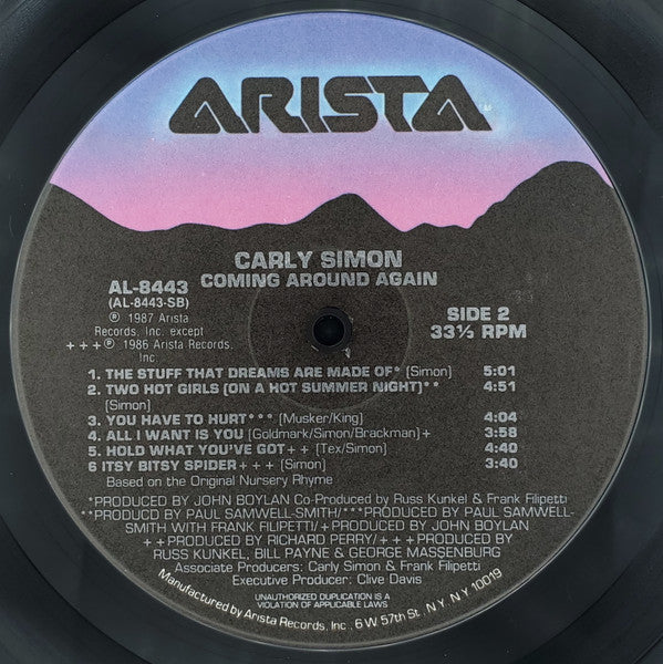Simon, Carly - Coming Around Again (VG+) (Vinyl LP)
