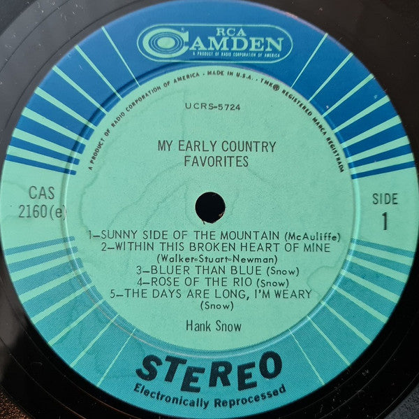 Snow, Hank - My Early Country Favorites (Vinyl, VG) (Vinyl LP)