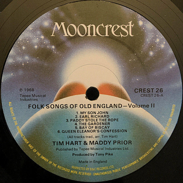 Hart, Tim And Maddy Prior - Steeleye Span's Tim Hart And Maddy Prior Sing Folk Songs Of Old England Vol II (VG+) (Vinyl LP)