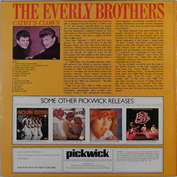 Everly Brothers - Cathy's Clown (Vinyl, VG+) (Vinyl LP)