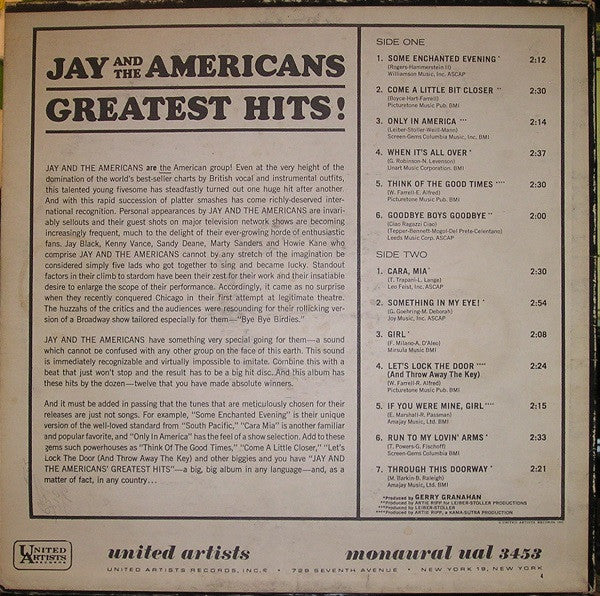 Jay And The Americans - Jay And The Americans Greatest Hits (Vinyl, VG) (Vinyl LP)