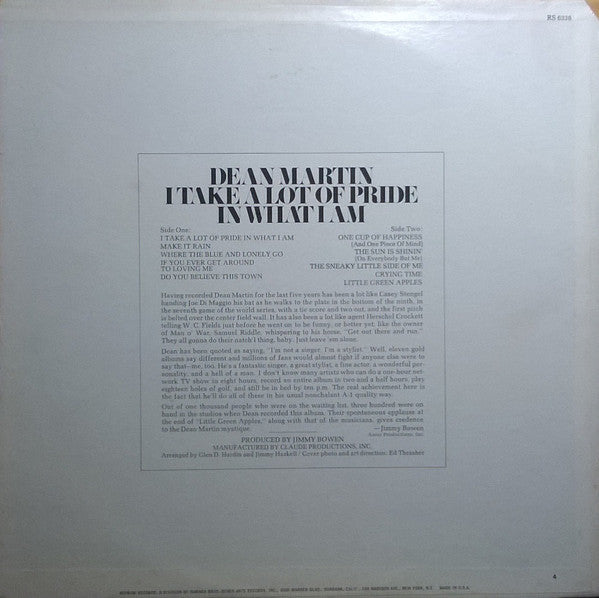 Martin, Dean - I Take A Lot Of Pride In What I Am (VG+) (Vinyl LP)