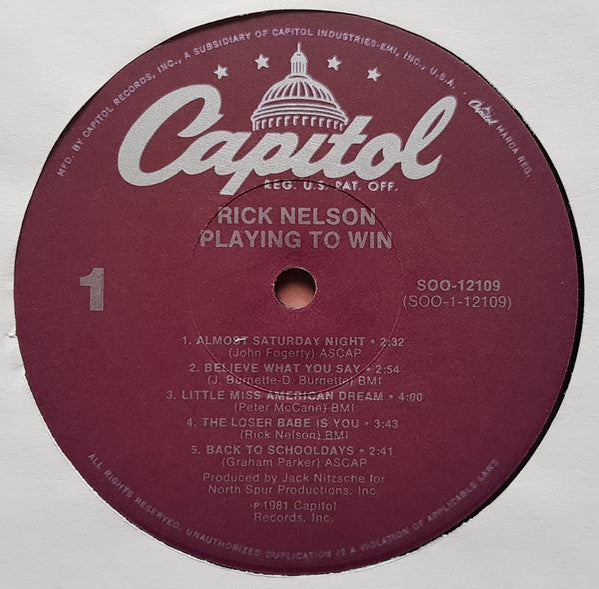 Nelson, Rick - Playing To Win (VG+) (Vinyl LP)