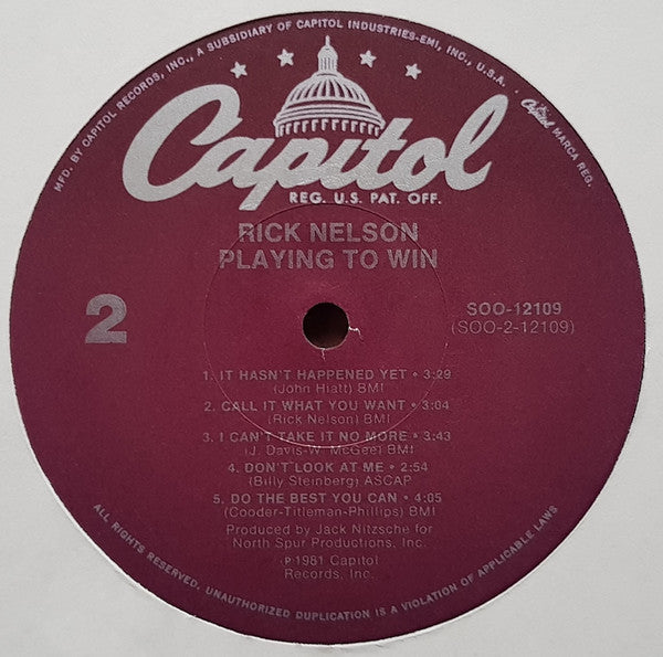 Nelson, Rick - Playing To Win (VG+) (Vinyl LP)
