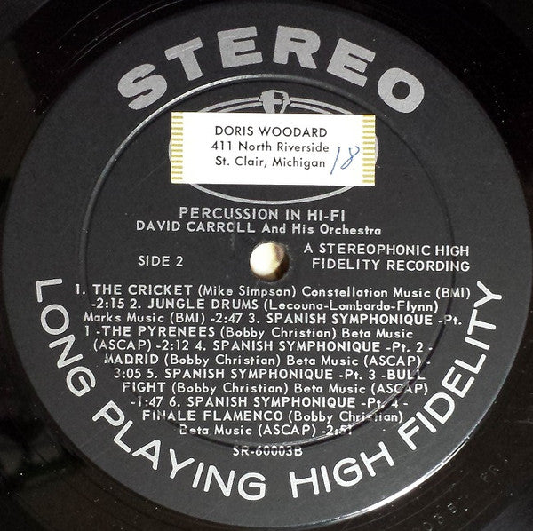 Carroll, David - Percussion In Hi-Fi (Vinyl, VG) (Vinyl LP)