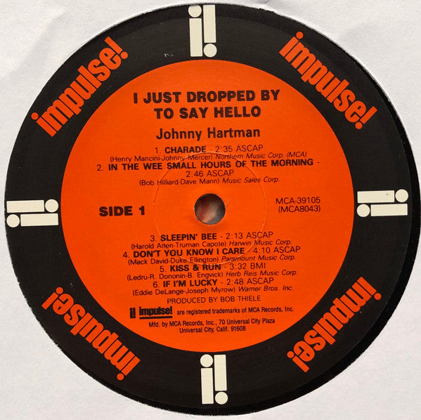 Hartman, Johnny - I Just Dropped By To Say Hello (Vinyl, VG+) (Vinyl LP)
