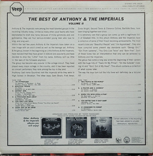 Anthony & The Imperials - The Best Of Volume 2 (VG) (Vinyl LP)