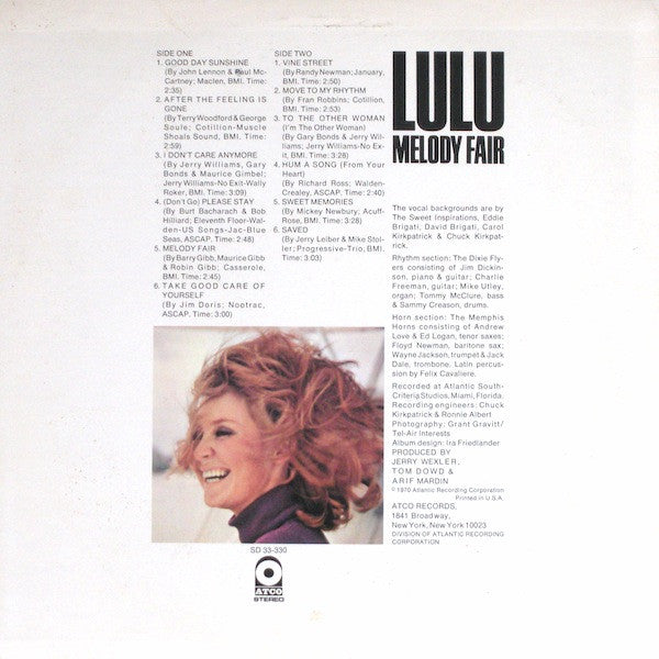 Lulu - Melody Fair (VG) (Vinyl LP)