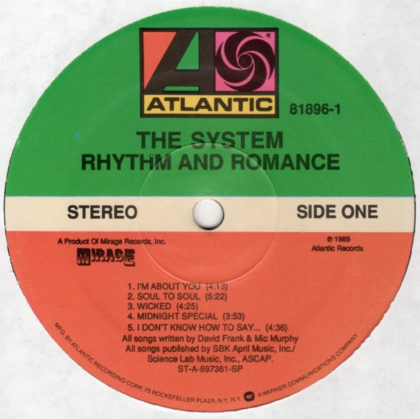 System - Rhythm And Romance (VG+) (Vinyl LP)