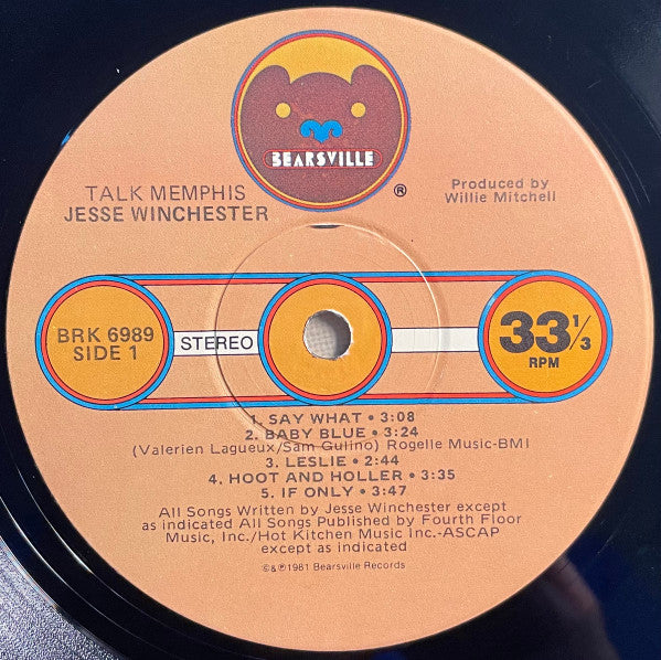 Winchester, Jesse - Talk Memphis (VG+) (Vinyl LP)