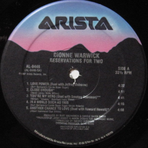 Warwick, Dionne - Reservations For Two (VG+) (Vinyl LP)