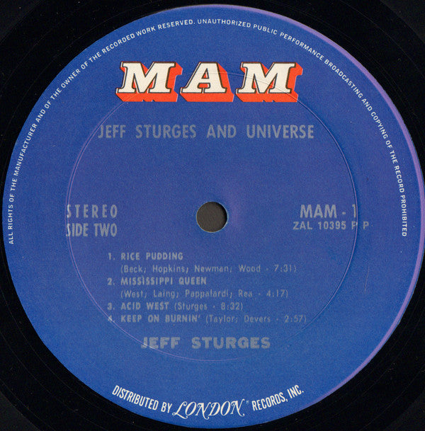 Sturges, Jeff - Jeff Sturges And Universe (VG) (Vinyl LP)