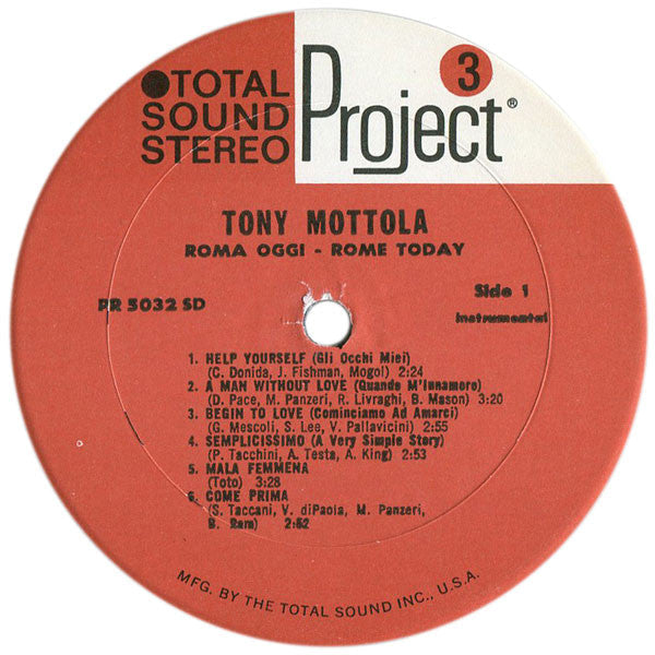 Mottola, Tony - Roma Oggi = Rome Today (VG) (Vinyl LP)