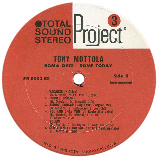 Mottola, Tony - Roma Oggi = Rome Today (VG) (Vinyl LP)