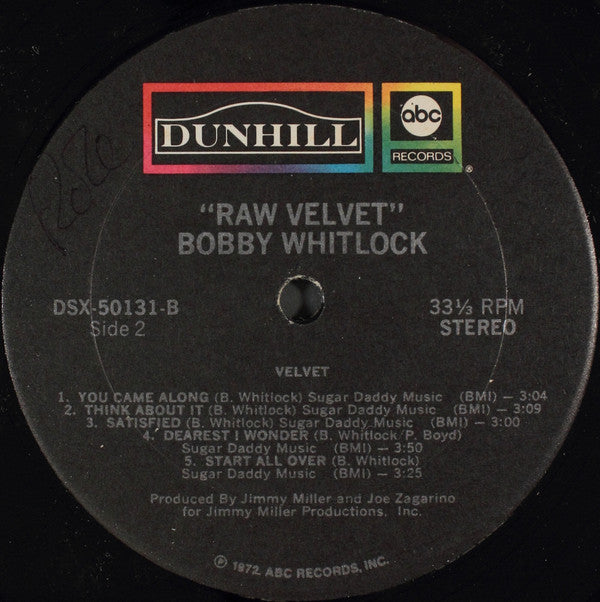Whitlock, Bobby - Raw Velvet (VG) (Vinyl LP)