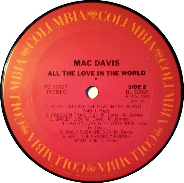 Davis, Mac - All The Love In The World (Vinyl, VG) (Vinyl LP)