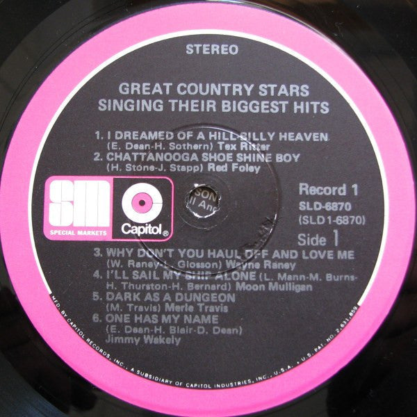 Various - Great Country Stars Singing Their Biggest Hits (VG) (Vinyl LP)