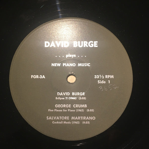Burge, David - David Burge Plays New Piano Music (VG+) (Vinyl LP)