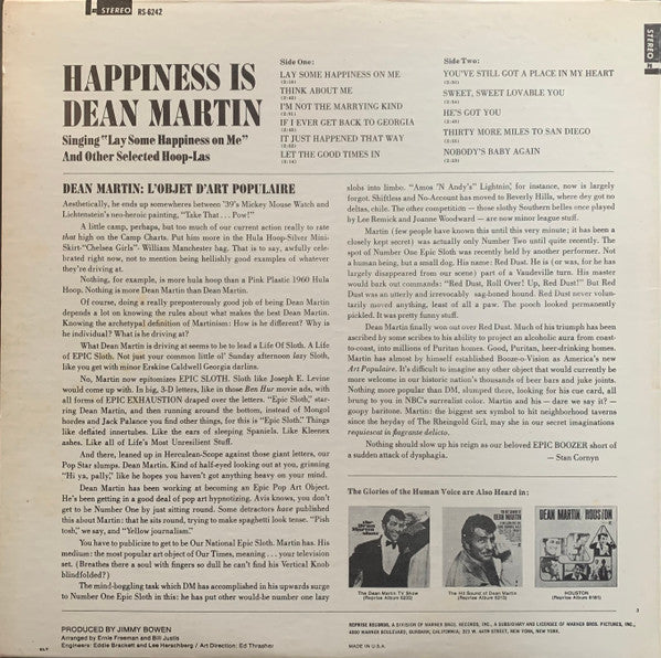 Martin, Dean - Happiness Is Dean Martin (VG+) (Vinyl LP)