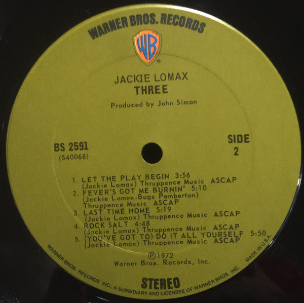 Lomax, Jackie - Three (VG+) (Vinyl LP)
