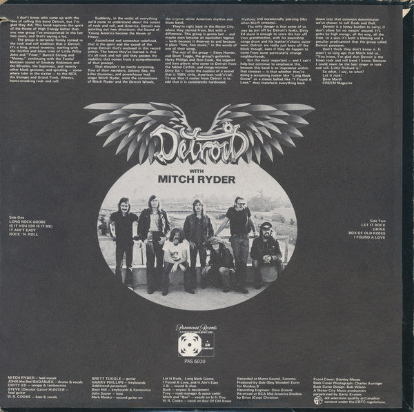 Detroit With Mitch Ryder - Detroit (VG+) (Vinyl LP)
